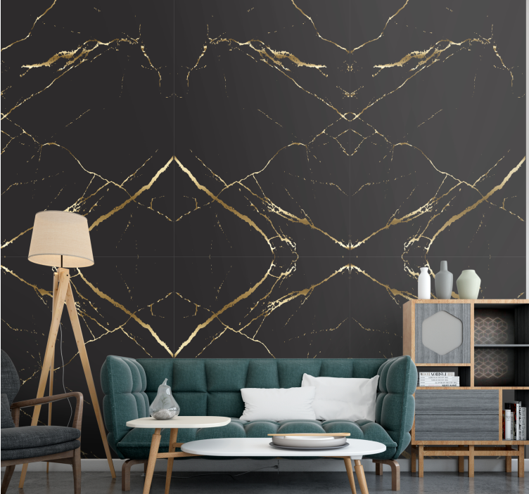 Elegant black and golden design marble wallpaper - TenStickers