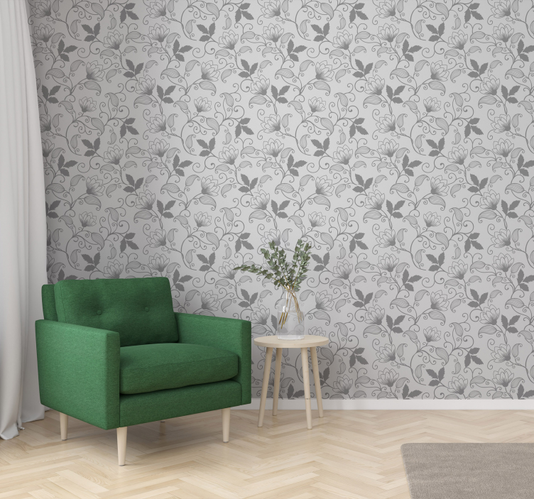 Elegant Floral Print floral ornament wallpaper - TenStickers