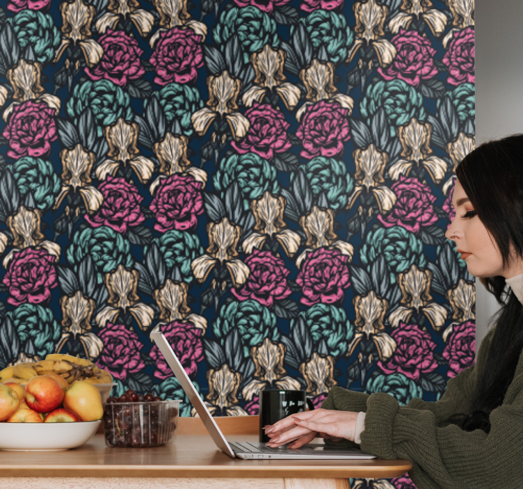 Elegant Floral Tapestry flower wallpaper - TenStickers