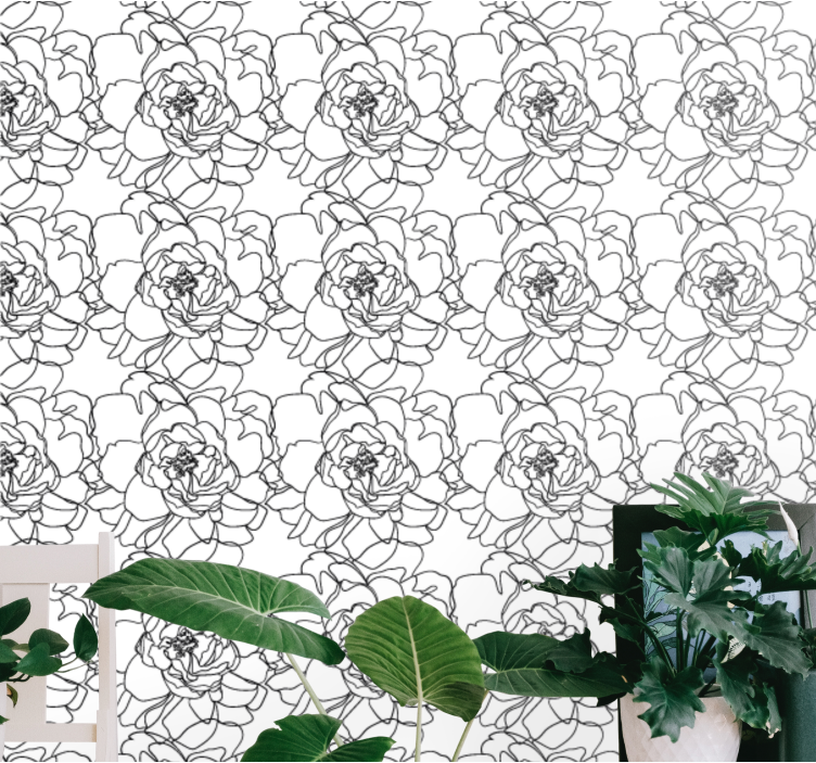 Elegant Flower Bloom floral ornament wallpaper - TenStickers