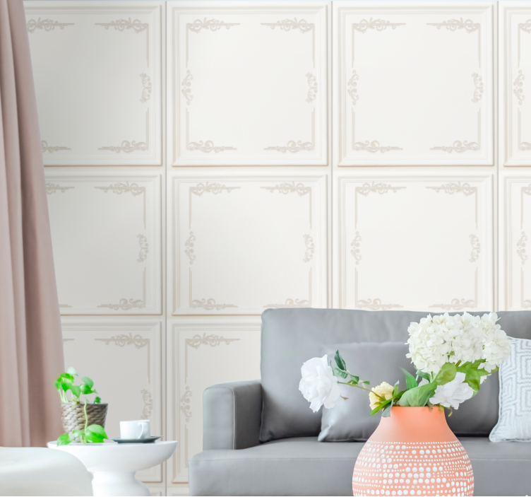 Elegant framed patterns rectangle wallpaper - TenStickers