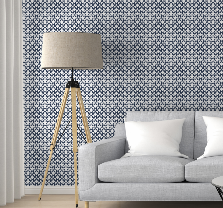 Black and white elegant motif living room wallpaper - TenStickers