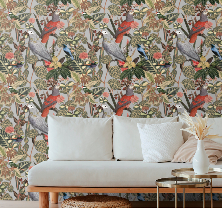 Exotic Parrot Pattern parrots wallpaper - TenStickers
