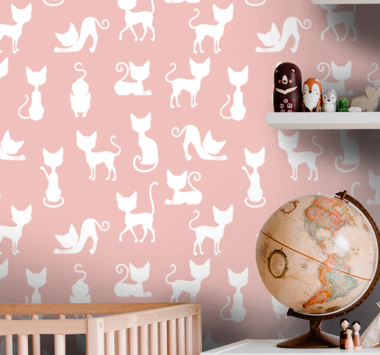 Feline Silhouette cat wallpaper - TenStickers