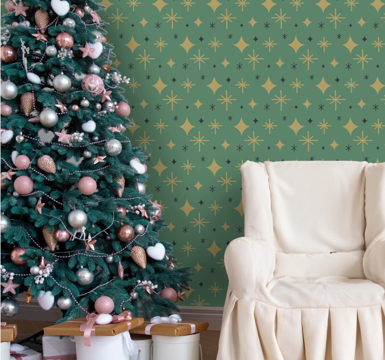 Festive Geometry christmas wallpaper - TenStickers