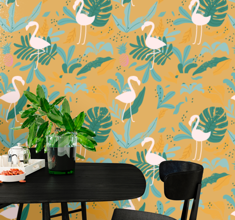 Flamingo Tropical animal wallpaper - TenStickers
