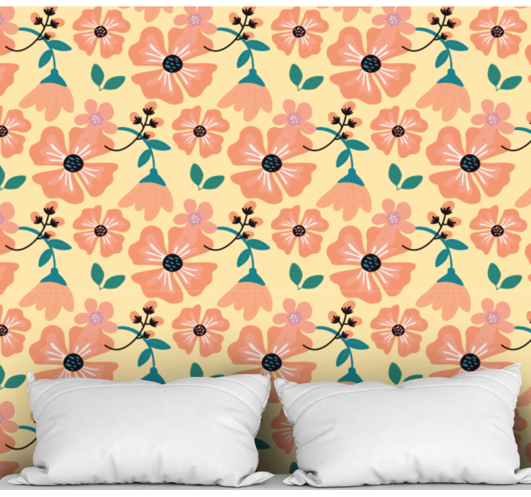 Floral Bloom Pattern flower wallpaper - TenStickers