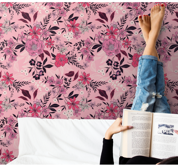 Floral Blossom Motif flower wallpaper - TenStickers