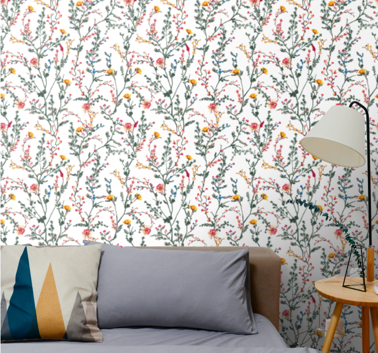 Floral Botanical Spread flower wallpaper - TenStickers