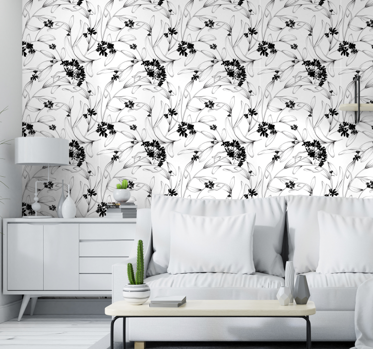 Floral Clustered Design flower wallpaper - TenStickers