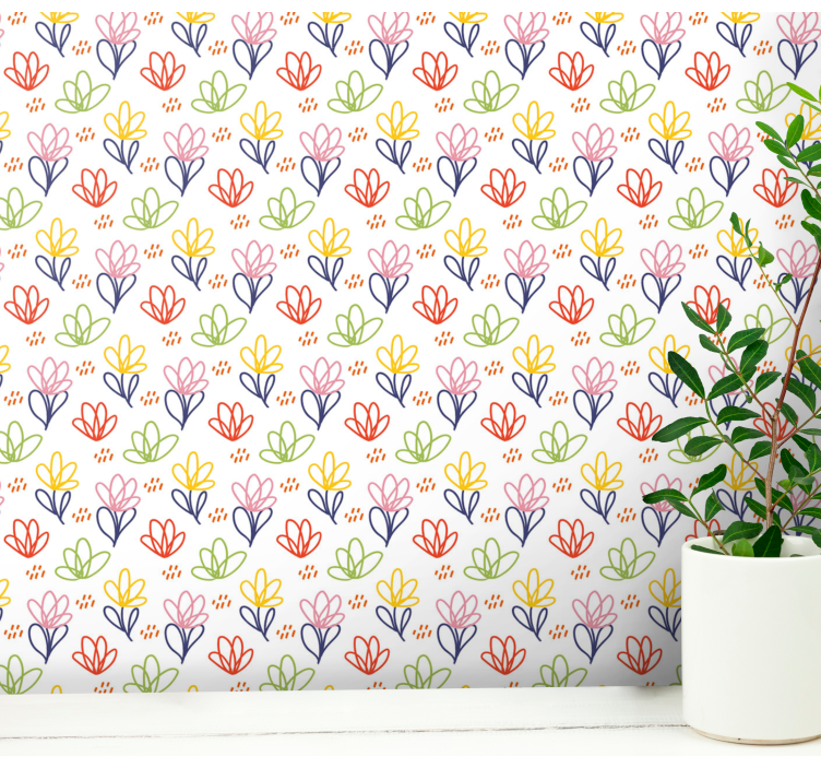 Floral Doodle Pattern flower wallpaper - TenStickers