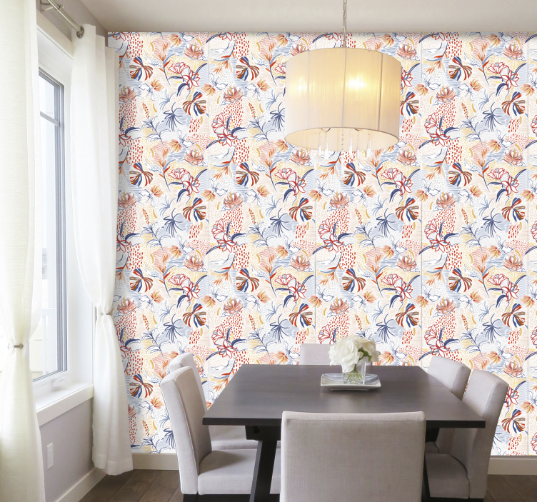 Floral elegance design dining room wallpaper - TenStickers
