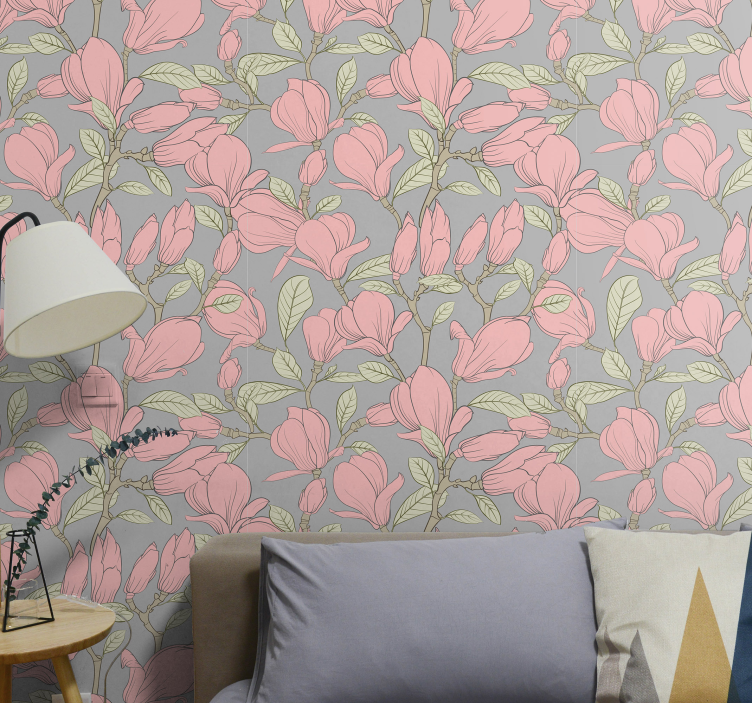 Floral Magnolias flower wallpaper - TenStickers