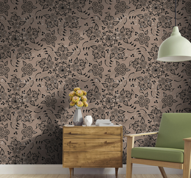 Floral Paisley Pattern floral ornament wallpaper - TenStickers