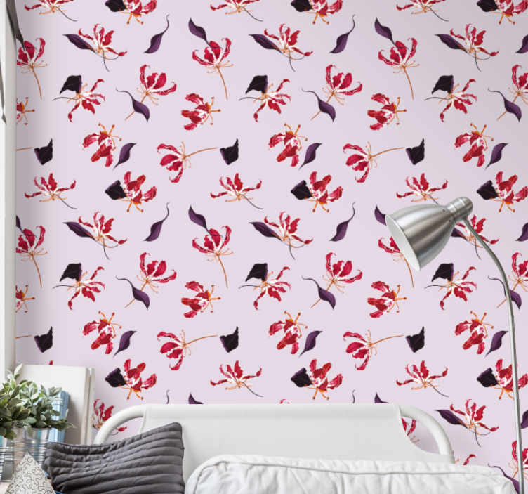 Romance pink pattern flower wallpaper - TenStickers