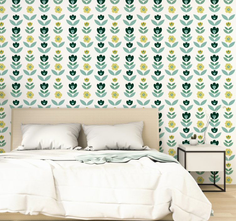 Floral Repeat Pattern flower wallpaper - TenStickers