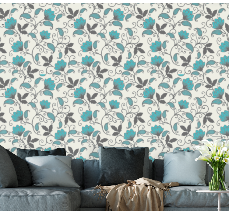 Floral Tile Inspiration floral ornament wallpaper - TenStickers