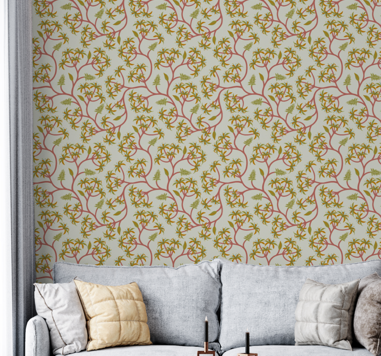 Floral Vine Pattern flower wallpaper - TenStickers