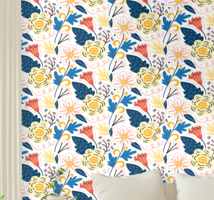 Flowering colorful design flower wallpaper - TenStickers