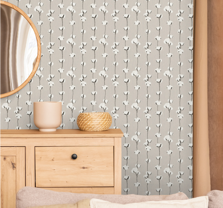 Cotton blossom trail flower wallpaper - TenStickers