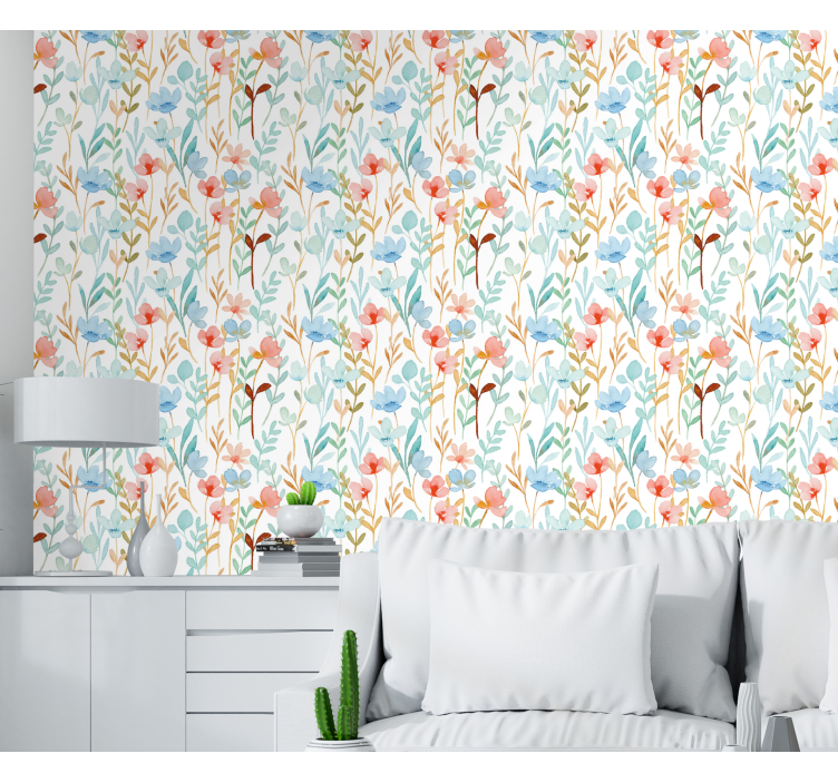 Flowerprint 'Hydenyear' flower wallpaper - TenStickers
