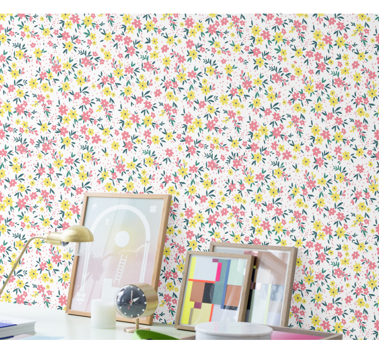 Flowerprint 'Ifuru' White Flower Wallpaper - TenStickers