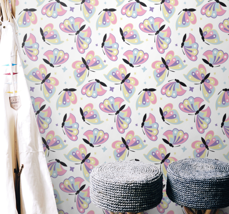 Flying colourful wings butterfly wallpaper - TenStickers