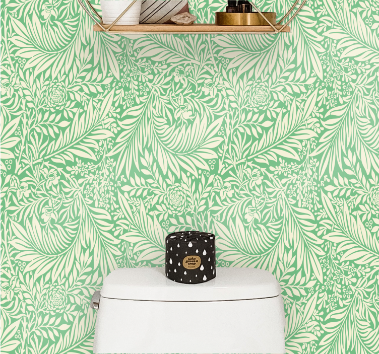 Green foliage pattern leaf wallpaper - TenStickers