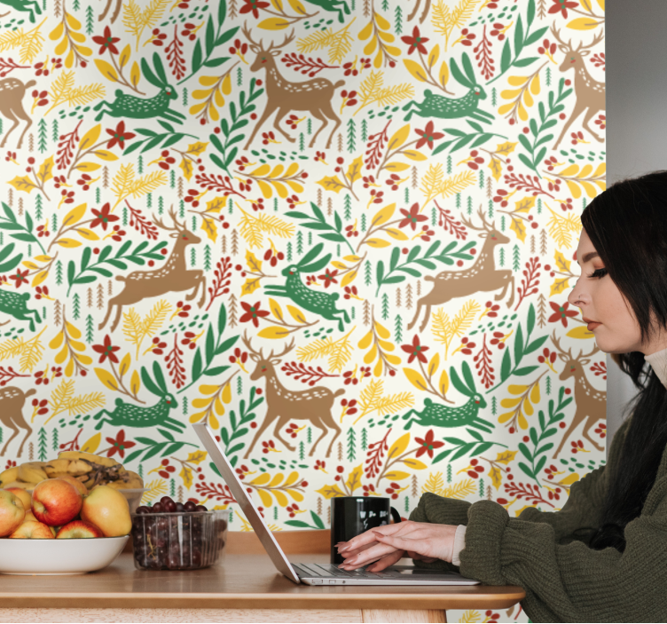 Forest Fauna Pattern animal wallpaper - TenStickers