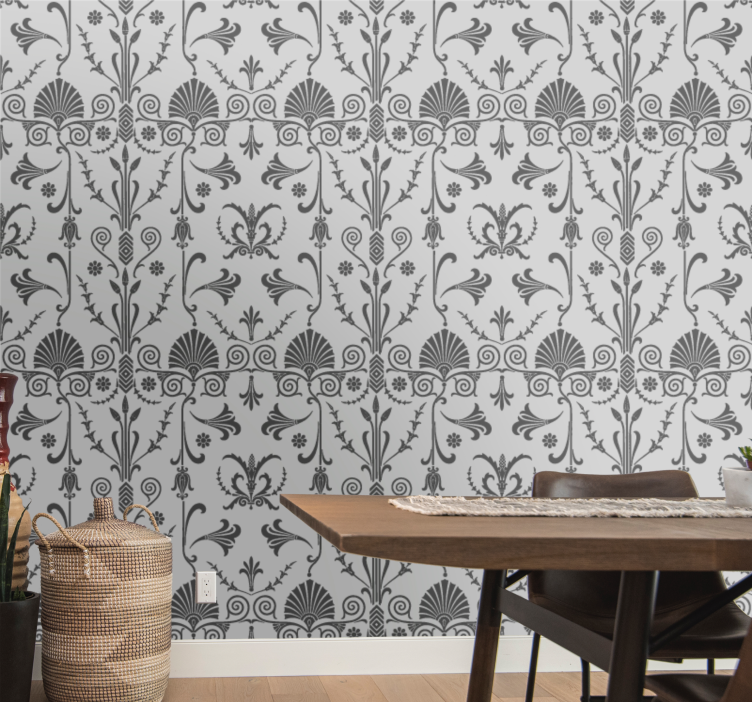French Provincial gray floral pattern wallpaper - TenStickers