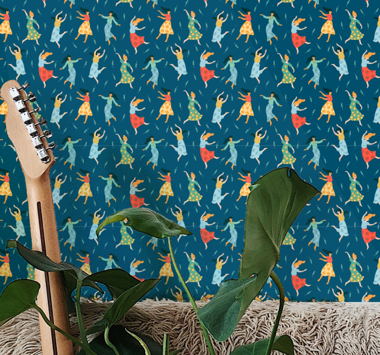 Dancing Women Pattern customised wallpaper - TenStickers
