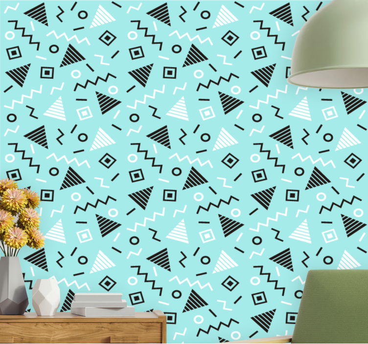 Fun modern Memphis geometric wallpaper - TenStickers