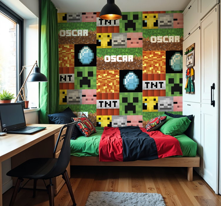 Gaming geometric pattern teenager wallpaper - TenStickers