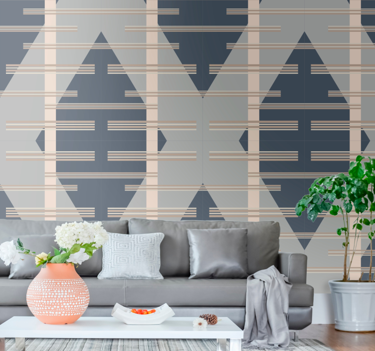 Grey rhombus pattern geometric wallpaper - TenStickers