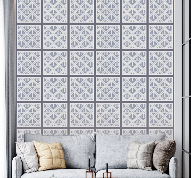 Geometric Block Layout texture pattern wallpaper - TenStickers