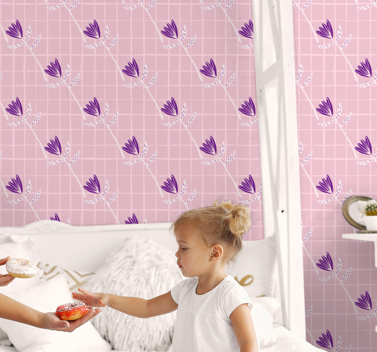 Geometric Floral Pattern geometric wallpaper - TenStickers