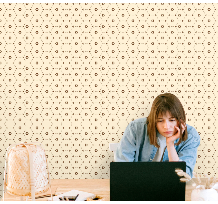 Geometric Flower Accents floral ornament wallpaper - TenStickers