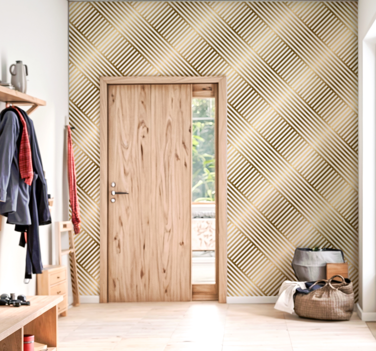 geometric gold lines Hallway Wallpaper - TenStickers