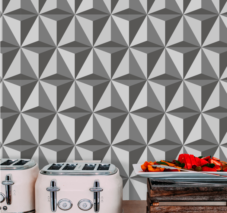 3D grey triangles texture pattern wallpaper - TenStickers
