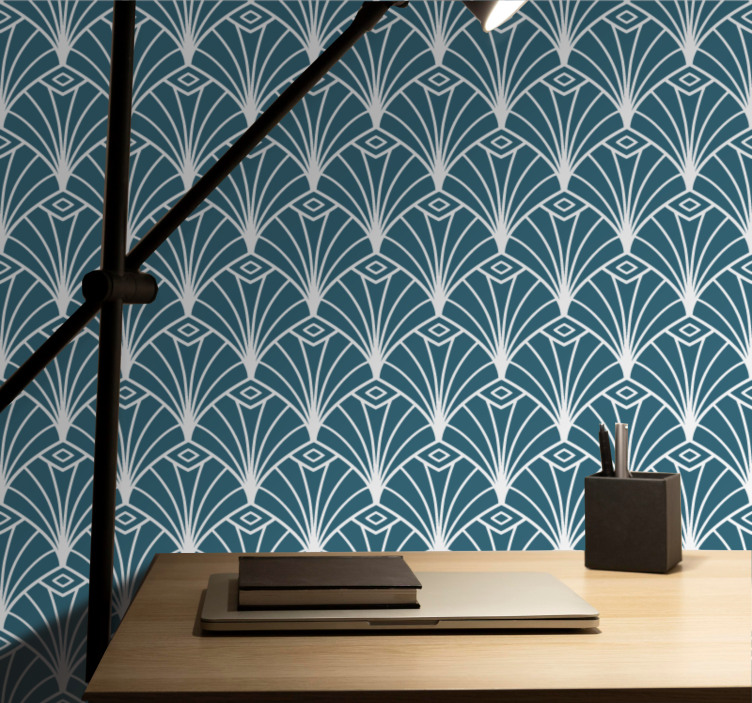 Geometric Peacock Feathers geometric wallpaper - TenStickers
