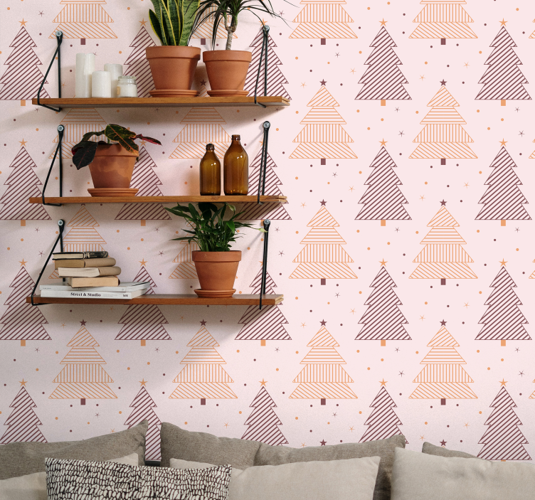 Geometric Pine Trees nature wallpaper - TenStickers