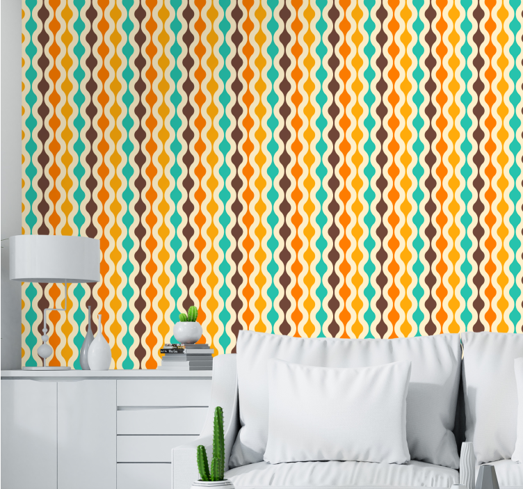 Geometric retro mid century 70s wallpaper - TenStickers