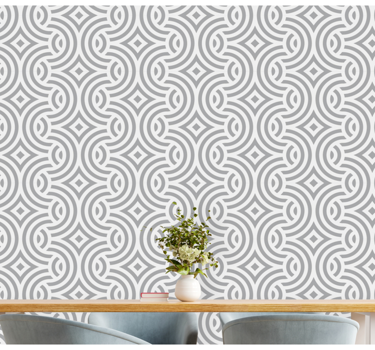 Geometric Spiral Patterns dining room wallpaper - TenStickers