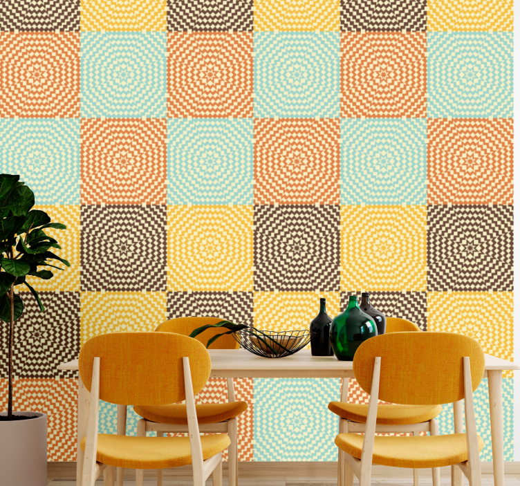 Geometric Spiral Squares geometric wallpaper - TenStickers