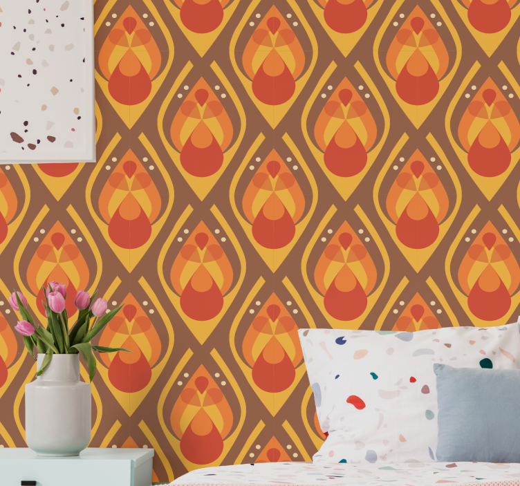 Geometric Teardrop geometric wallpaper - TenStickers