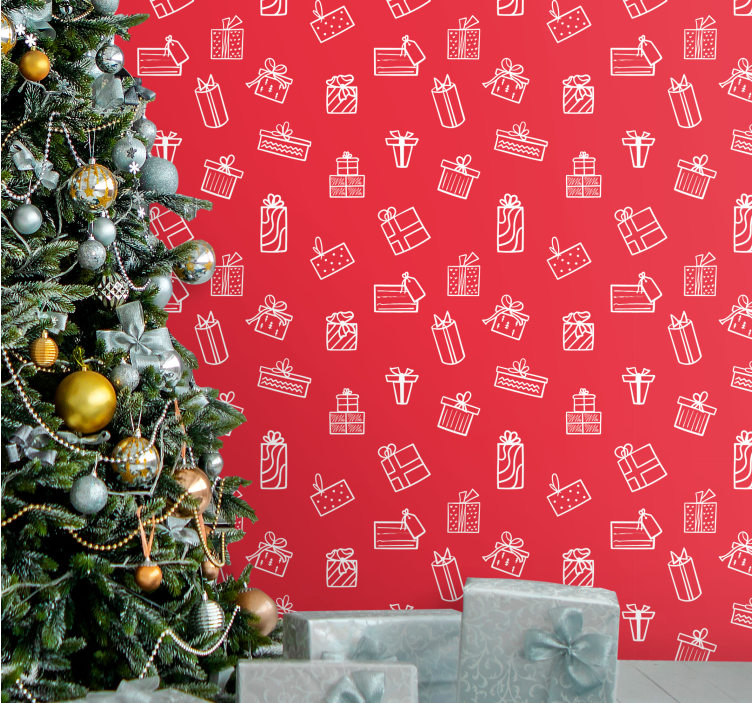 Gift Pattern Motif christmas wallpaper - TenStickers