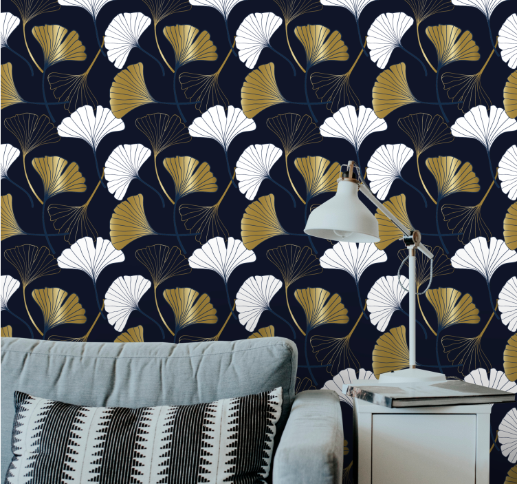 Ginkgo Leaf Composition floral ornament wallpaper - TenStickers