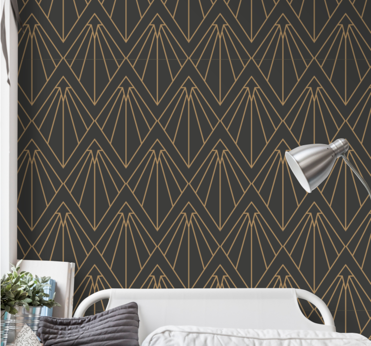 Gold diamonds and lines art style wallpaper - TenStickers