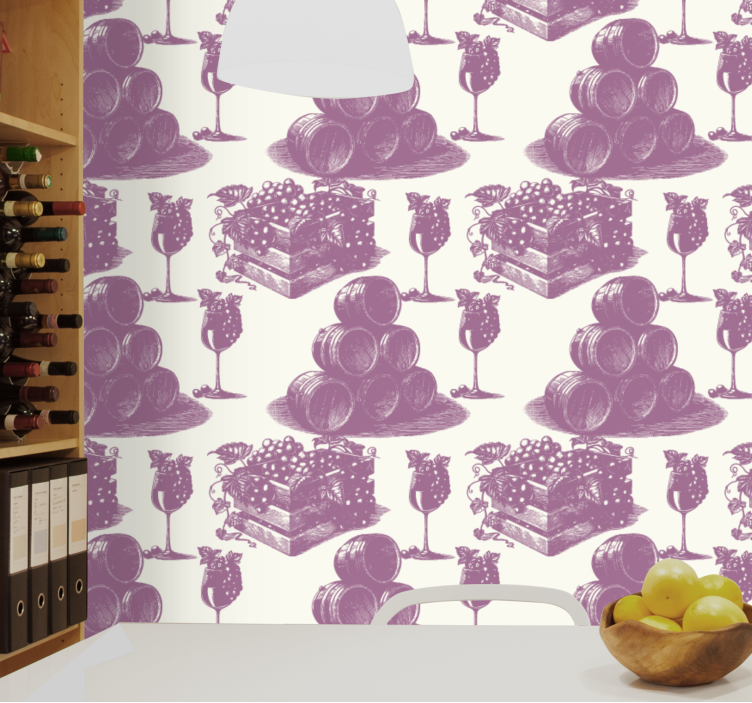 Grapes And Barrels customised wallpaper - TenStickers