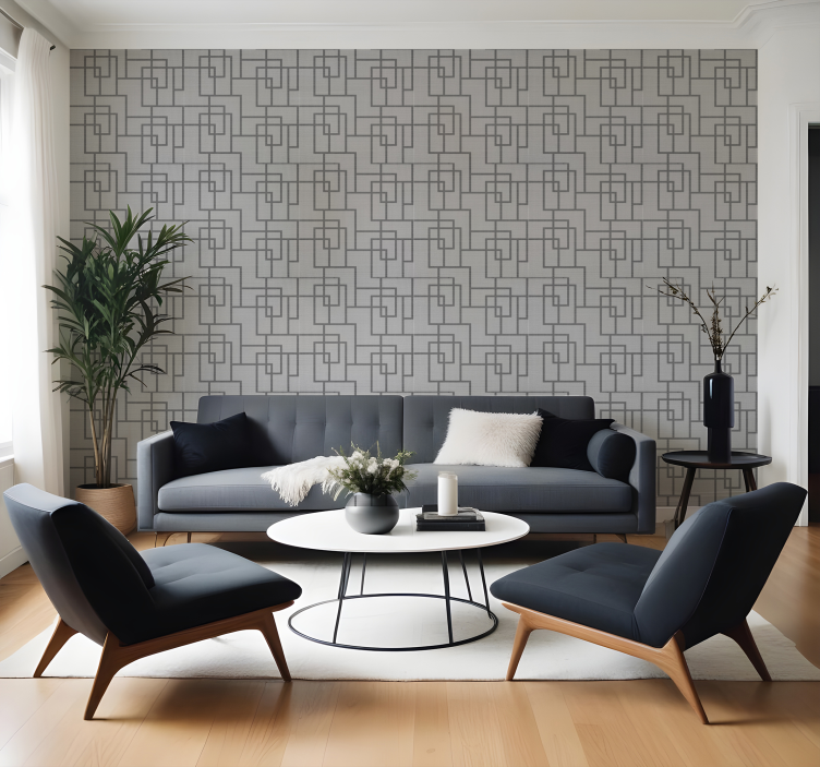 Gray geometric lines modern wallpaper - TenStickers